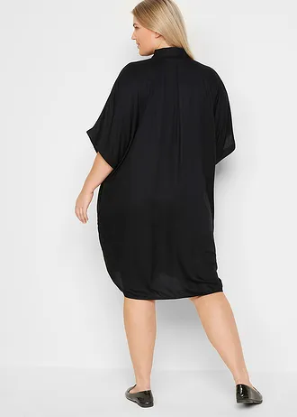 Halenkové šaty z jemné viskózy, barva: černá