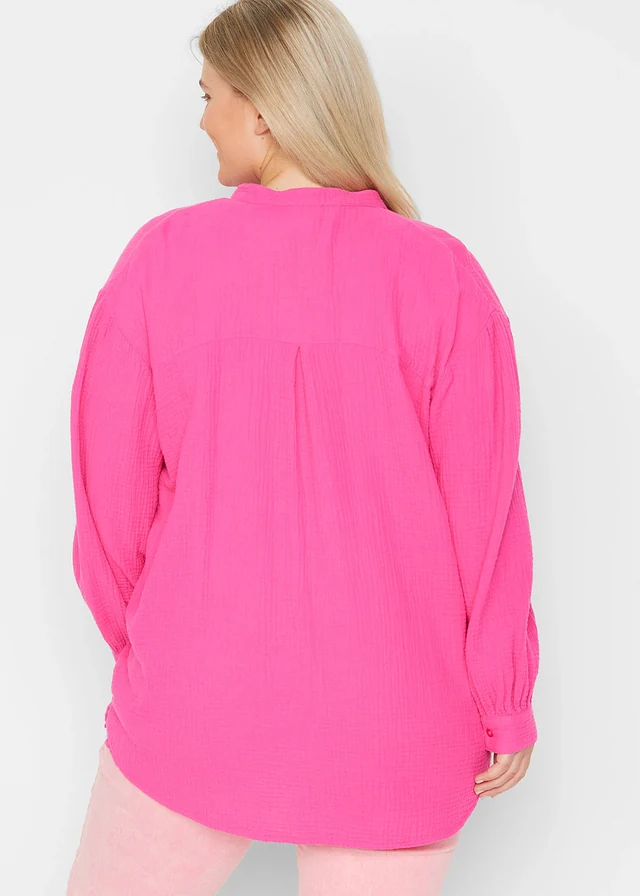 Chemisier long en gaze de coton, Couleur: fuchsia