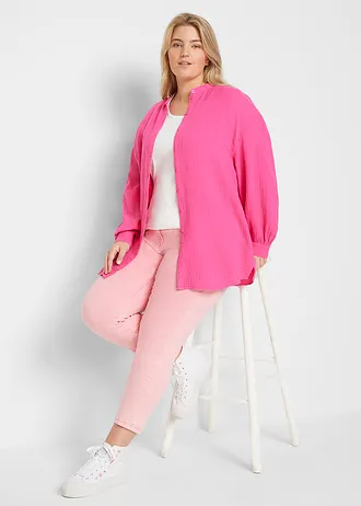 Chemisier long en gaze de coton, Couleur: fuchsia