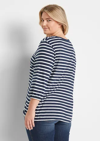 Triko z organické bavlny, barva: tmavě modro-bílá s proužky