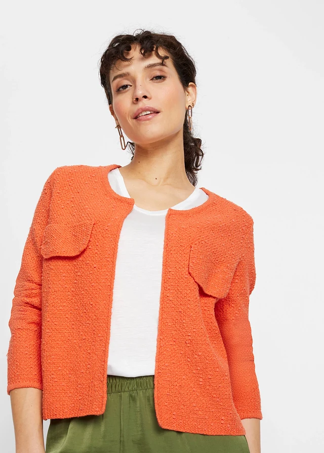 Gilet en maille bouclette, Couleur: mangue