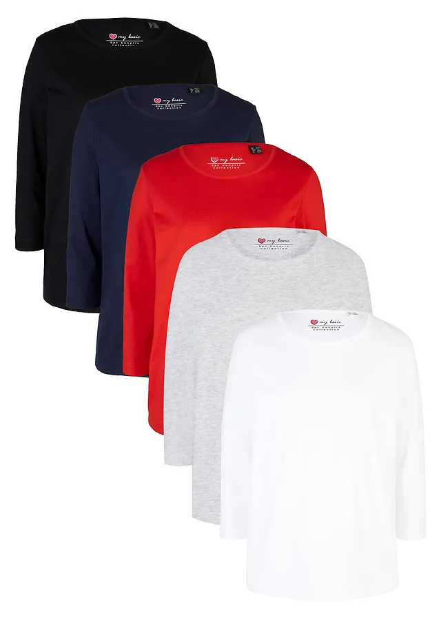 Lot de 5 T-shirts manches 3/4