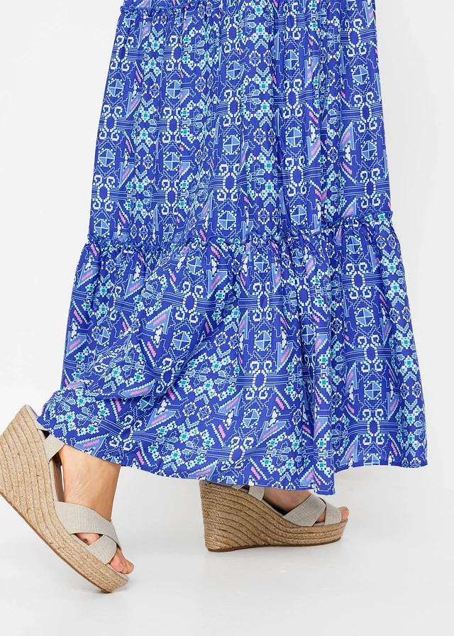Gedessineerde maxi jurk van viscose • edelsteenblauw gedessineerd • product-page.page-title-suffix