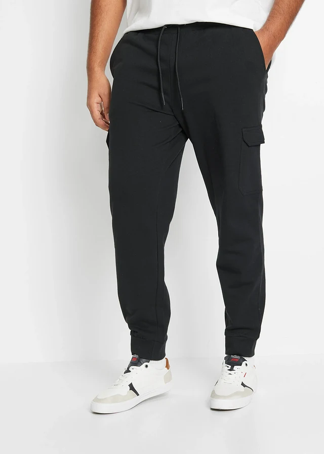 Joggingbroek met cargozakken, regular fit, Kleur: zwart