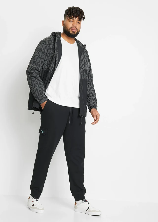 Joggingbroek met cargozakken, regular fit, Kleur: zwart