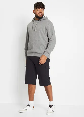 Lange sweat cargo bermuda van katoen, regular fit, Kleur: zwart