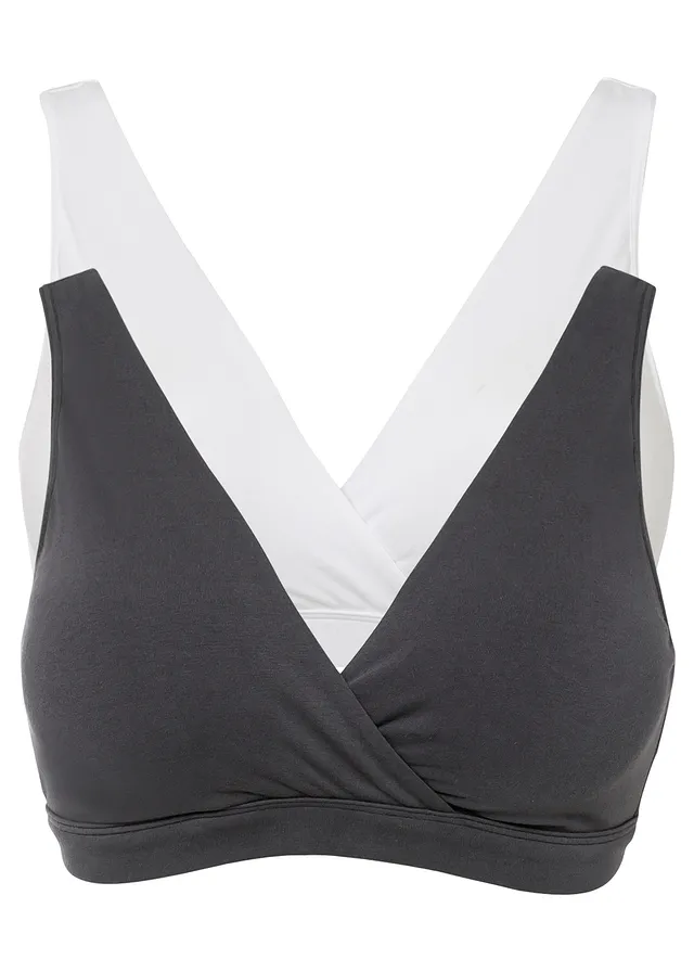 Sutien pentru alăptare fără armătură cu bumbac organic (set /2 buc.)