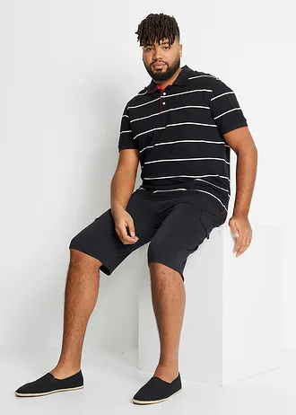 Bermuda cargo long en sweat 100% coton, regular, Couleur: noir