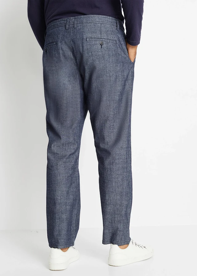 Chambray chino, regular fit, Kleur: donkerblauw mêlee