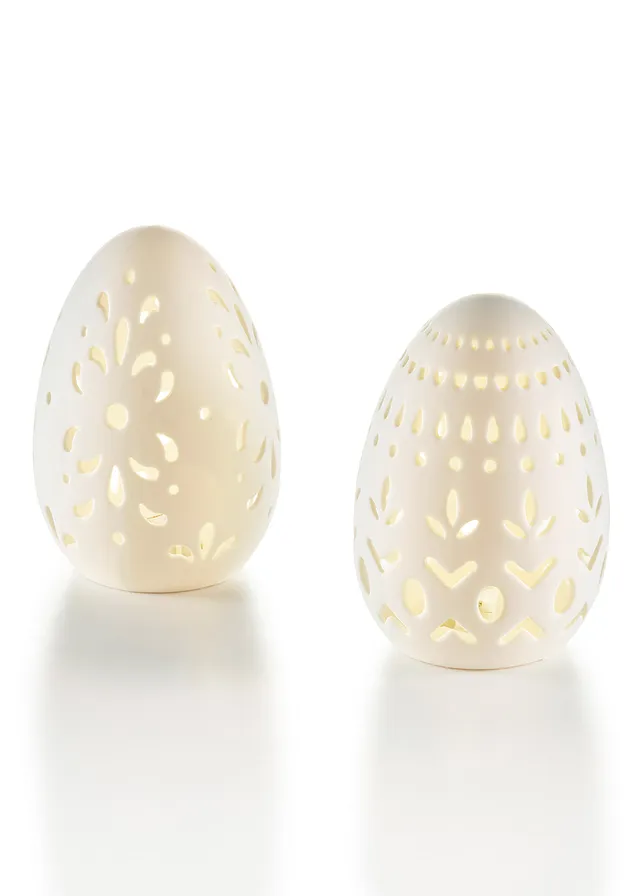 LED ornament paasei (set van 2), Kleur: wit