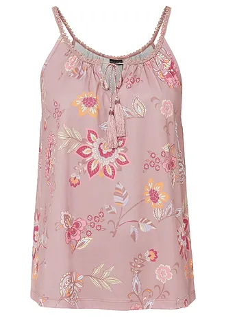 Top met print, Kleur: rozenhout