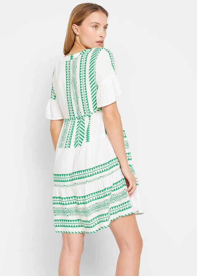 Robe de grossesse et d’allaitement en viscose fluide, Couleur: vert pelouse graphique