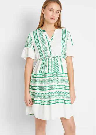 Robe de grossesse et d’allaitement en viscose fluide • vert pelouse graphique • Boutique bonprix