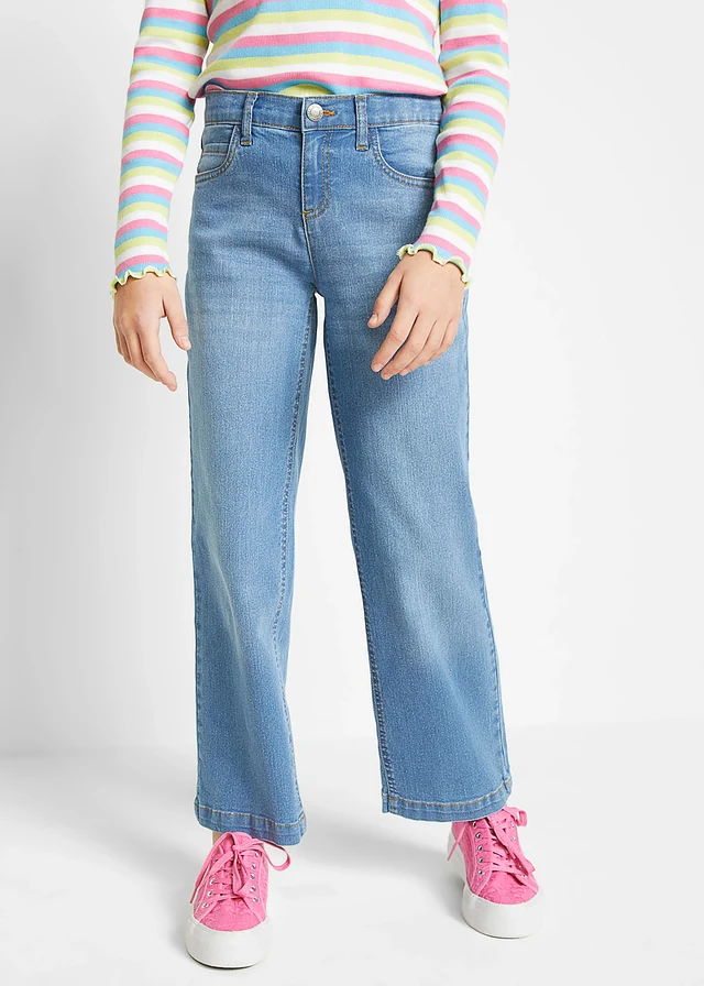Jean large taille mi-haute, Couleur: bleu clair denim