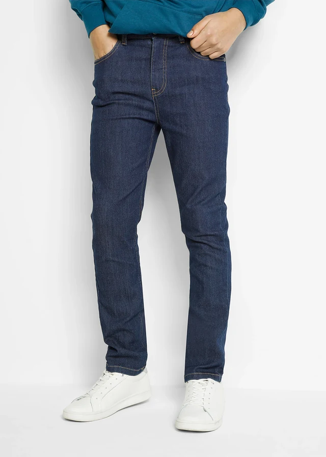 Slim fit stretch jeans, straight • donkerblauw denim • product-page.page-title-suffix