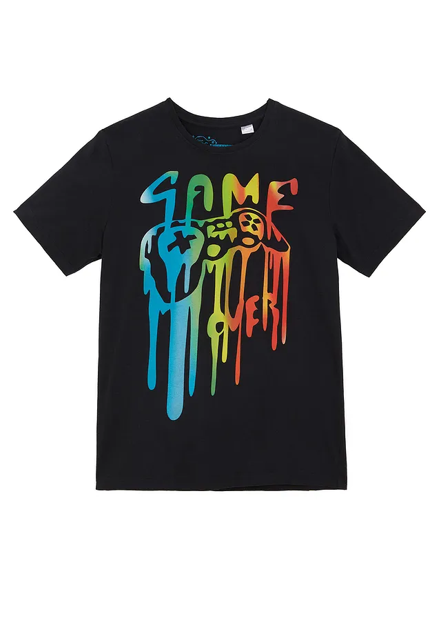 Jongens T-shirt van biologisch katoen, Kleur: zwart met print