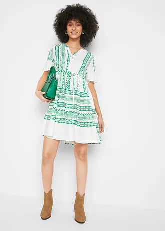 Zwangerschapsjurk / voedingsjurk van viscose, Kleur: grasgroen grafische print