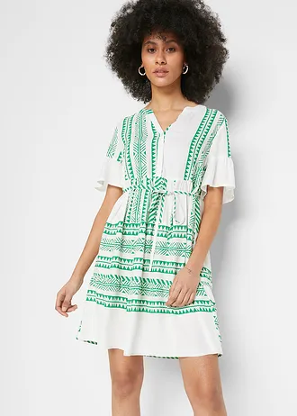 Zwangerschapsjurk / voedingsjurk van viscose, Kleur: grasgroen grafische print