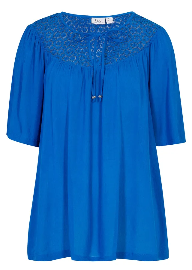 Dlhá tunika z krčeného materiálu, polovičný rukáv