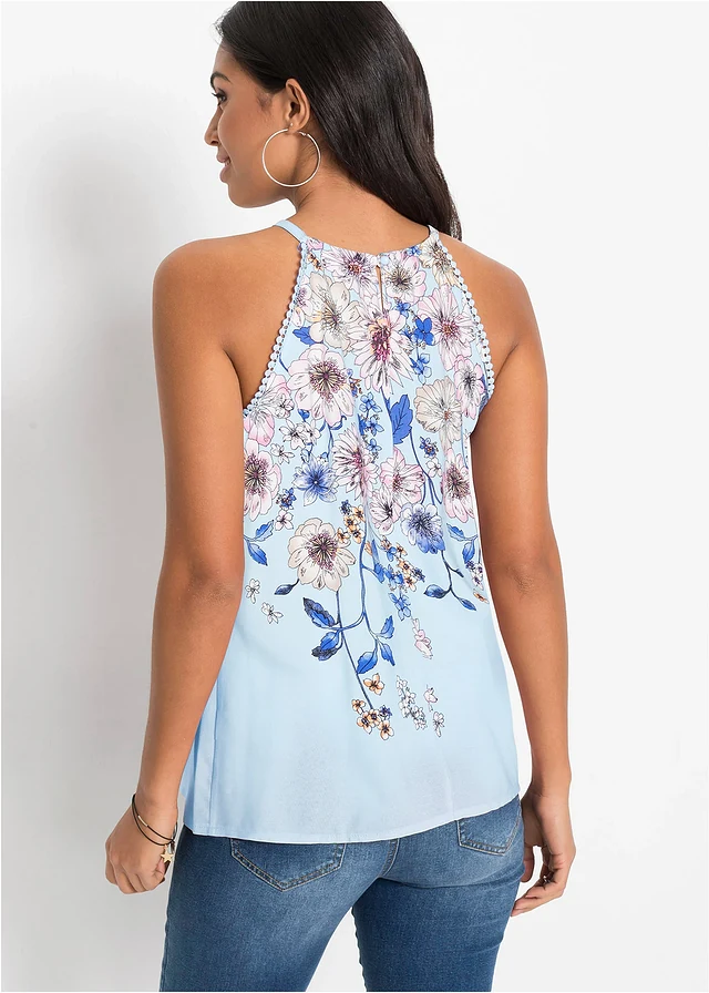 Blousetop van vloeiende viscose • lichtblauw gebloemd • product-page.page-title-suffix