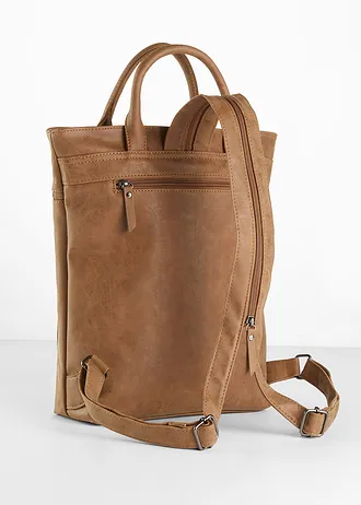 Rugzak met vakken aan de buitenkant • cognac • bonprix online shop