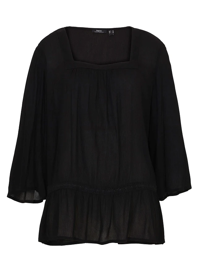 Blouse à encolure carrée, Couleur: noir