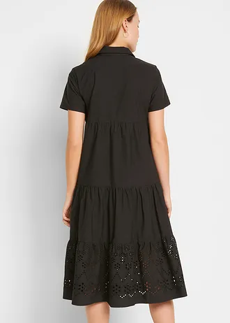 Robe 100% coton avec broderies anglaises, Couleur: noir