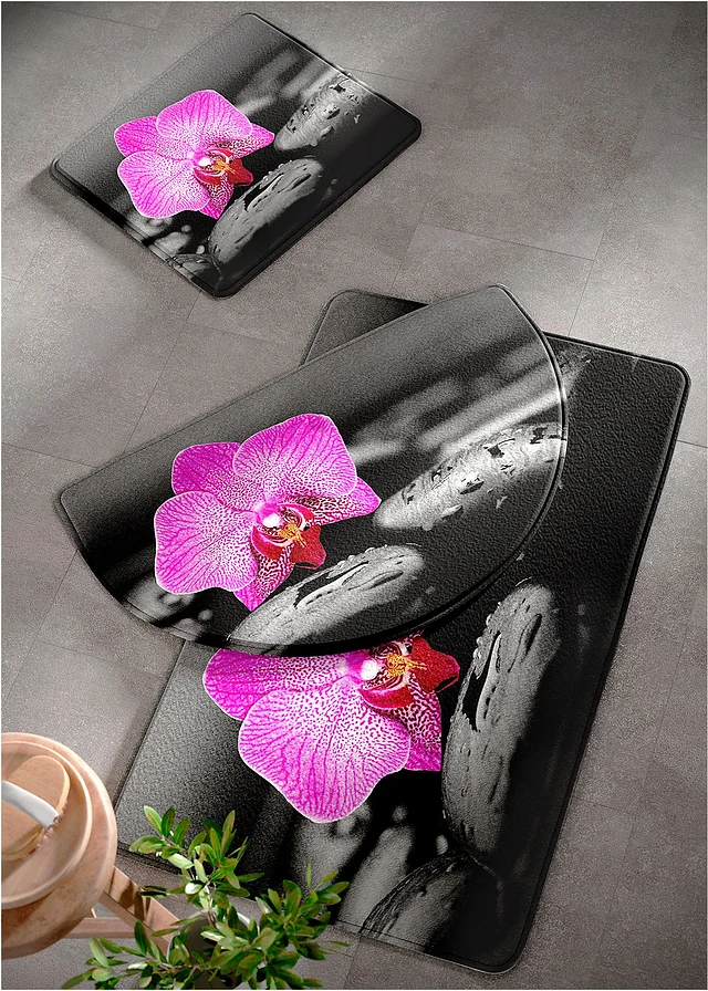 Badmat met memory foam, Kleur: grijs-pink