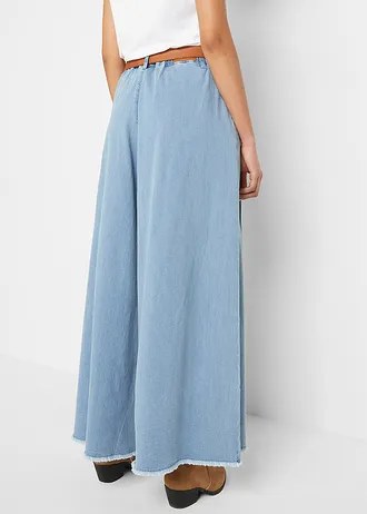 Kalhotová džínová sukně Wide Leg, barva: světle modrý denim