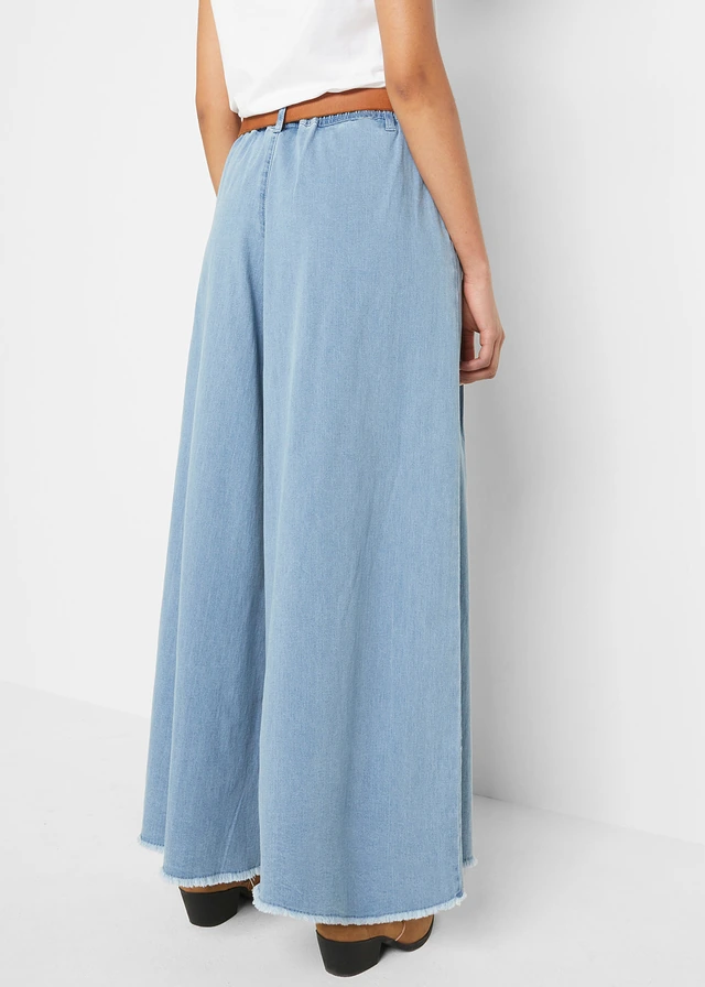 Jupe-culotte large en jean, taille élastiquée • bleu clair denim • product-page.page-title-suffix