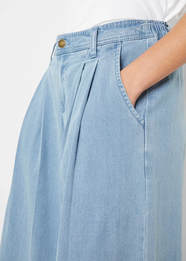 Wijde jeans broekrok, elastische tailleband • lichtblauw denim • product-page.page-title-suffix