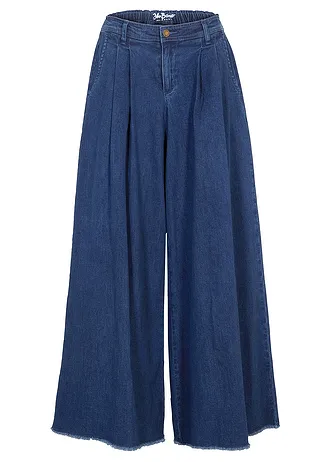 Jupe-culotte large en jean, taille élastiquée • bleu denim • Boutique bonprix