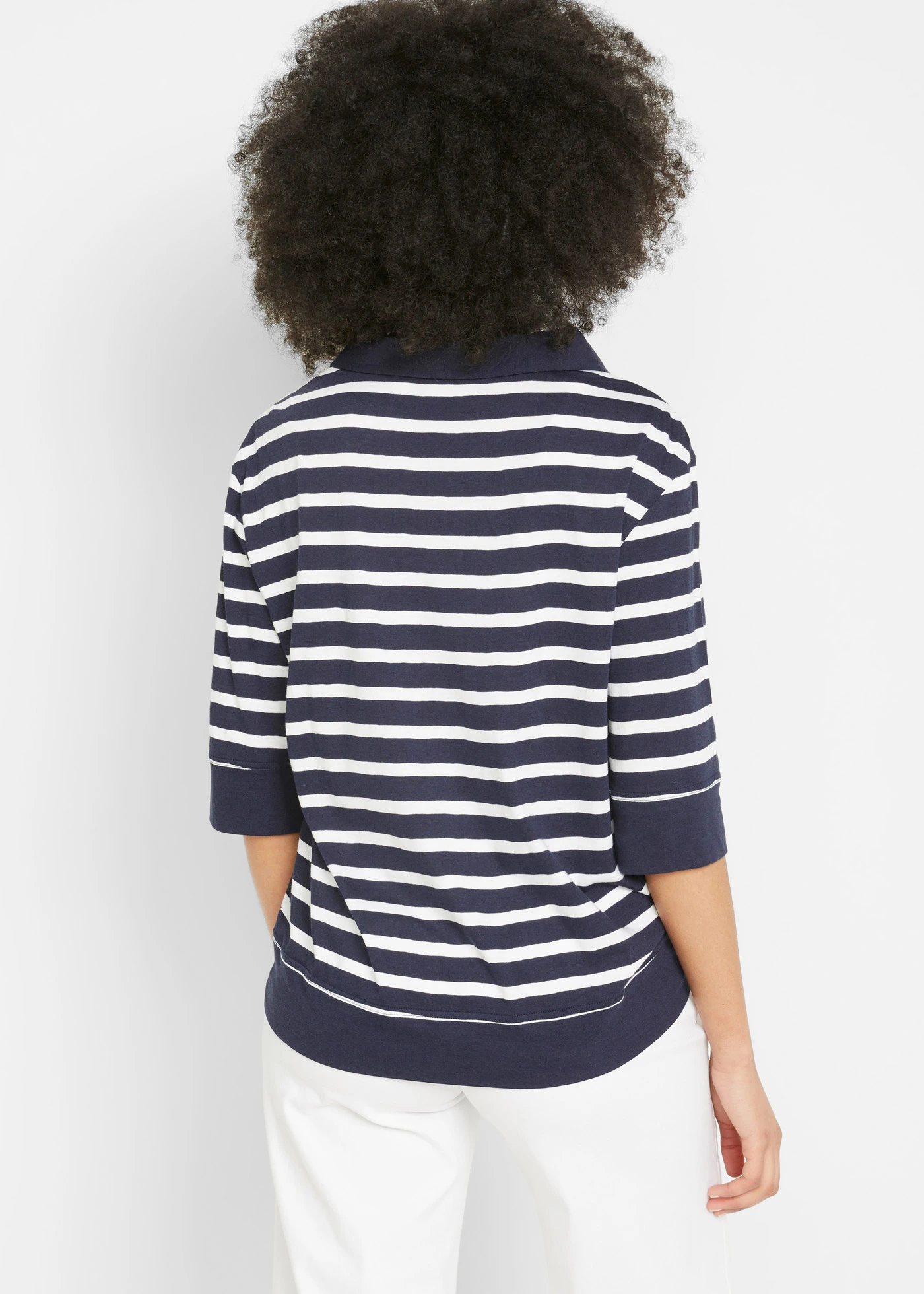 Polo tričko ze směsi bavlny a viskózy • tmavě modrá - bílá s proužky • bonprix obchod