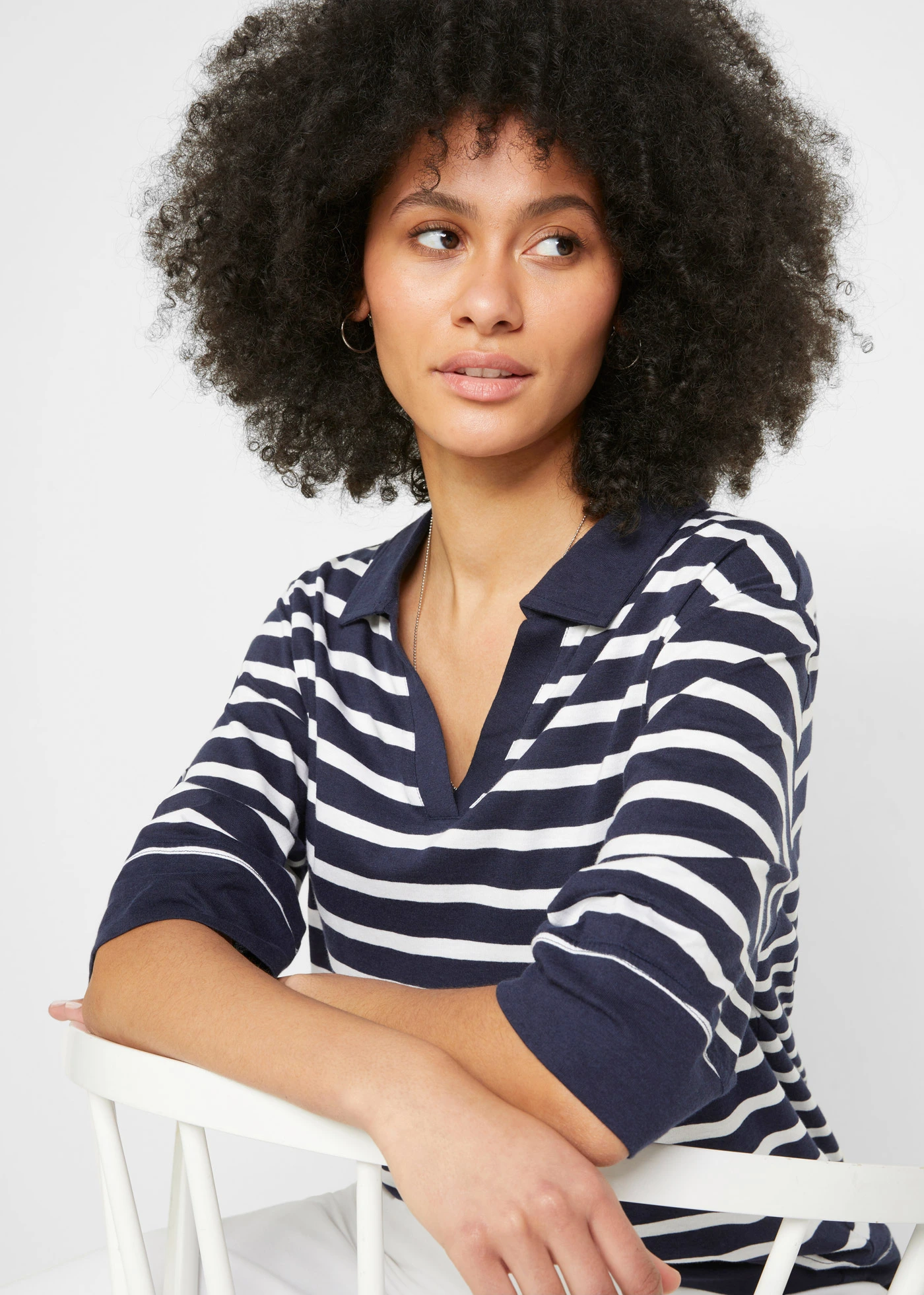 Polo tričko ze směsi bavlny a viskózy • tmavě modrá - bílá s proužky • bonprix obchod