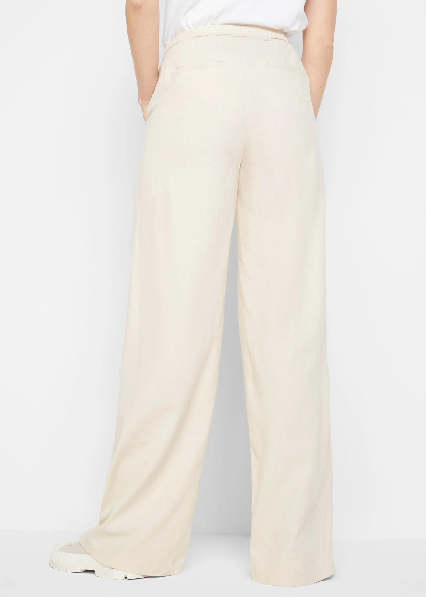 Pantalon palazzo en lin mélangé, long • beige sable • Boutique bonprix