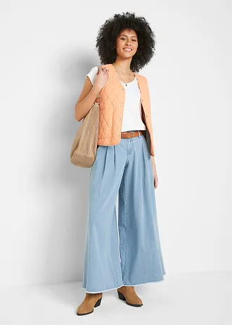 Wide leg jeans, broekrok, Kleur: lichtblauw denim