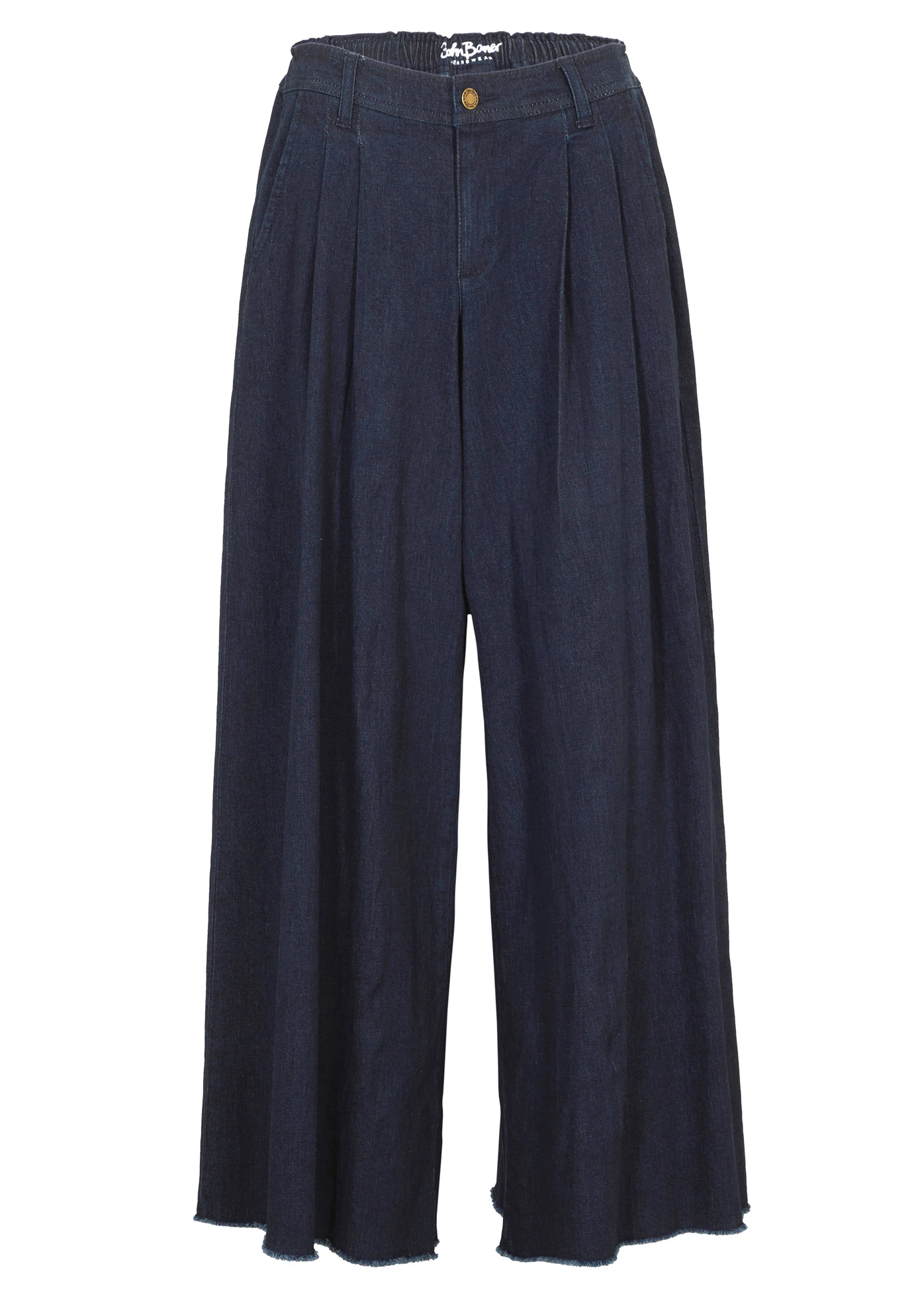 Wijde jeans broekrok, elastische tailleband • donkerblauw denim • bonprix online shop