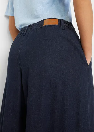Wijde jeans broekrok, elastische tailleband • donkerblauw denim • bonprix online shop