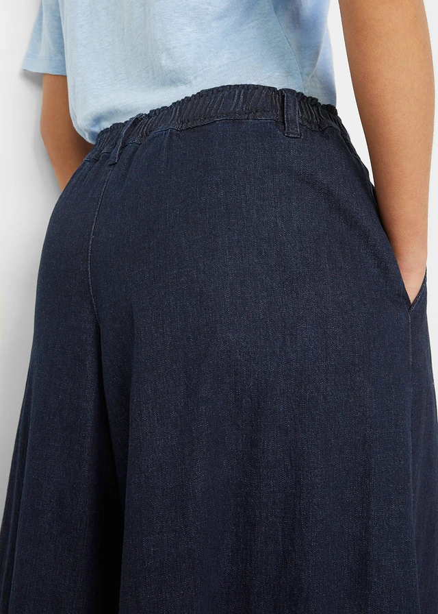 Jupe-culotte large en jean, taille élastiquée • bleu foncé denim • product-page.page-title-suffix