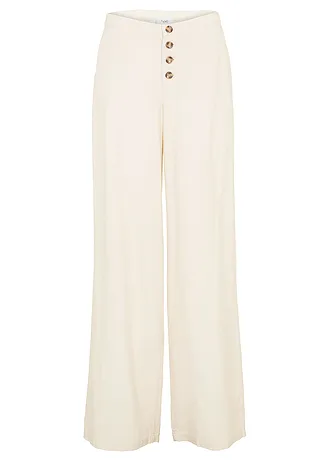 Lange palazzo broek met linnen • sandbeige • bonprix online shop