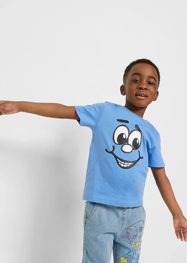T-shirt van biologisch katoen (set van 2) • Pacifisch groen + middenblauw met print • product-page.page-title-suffix