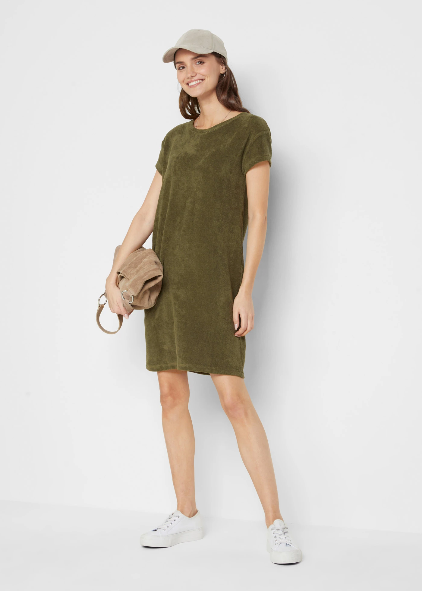 Robe en jersey éponge • olive foncé • Boutique bonprix