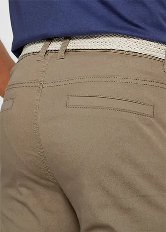 Regular fit chino met elastisch tailleband en riem, straight • new kaki • bonprix online shop