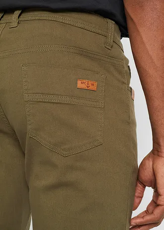 Spodnie ze stretchem regular fit, prosta nogawka • oliwkowy • sklep bonprix