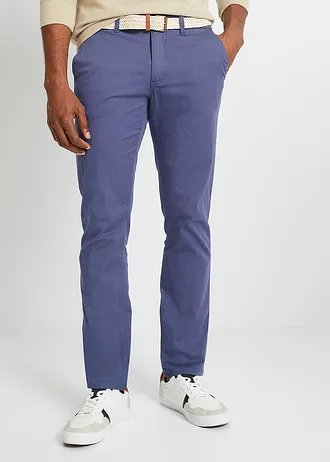 Pantalon chino extensible avec ceinture, coupe droite et loose • indigo • Boutique bonprix