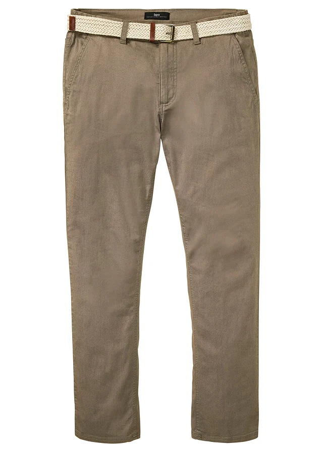 Pantalon chino droit avec taille élastique et ceinture, regular