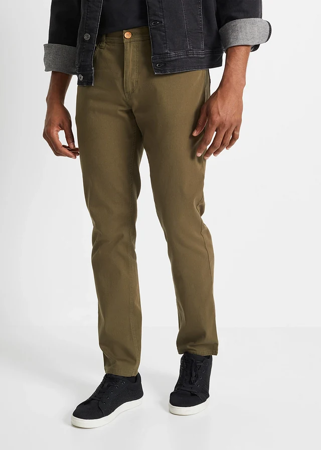 Pantalon extensible regular, droit, Couleur: olive