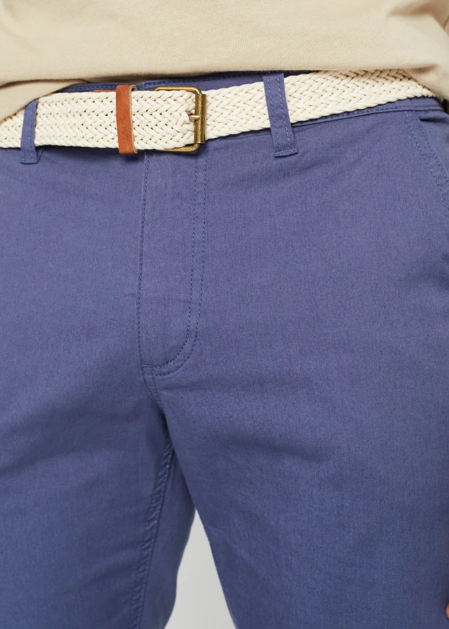 Spodnie chinosy regular fit z elastyczną gumką w talii i paskiem, straight • indygo • sklep bonprix