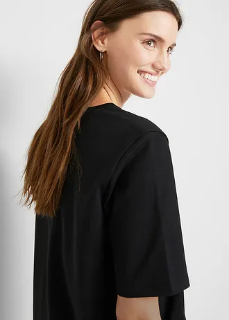 Sukienka T-shirtowa oversized (2 szt.), z czystej bawełny • czarny • sklep bonprix