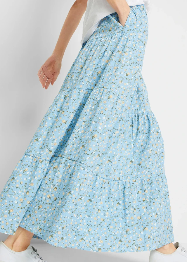 Maxi rok met volants • lichtblauw gebloemd • product-page.page-title-suffix